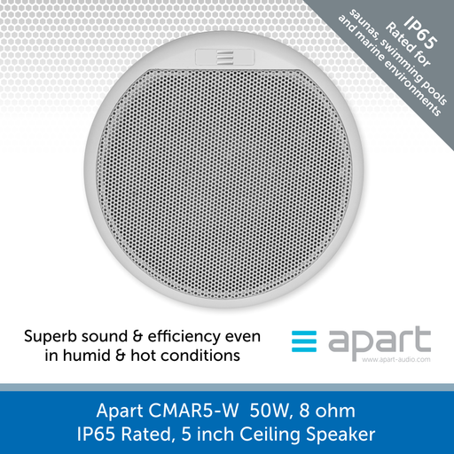 Apart Audio CMAR5-W  50W, 8 ohm, IP65 Rated, 5 inch Ceiling Speaker - Chlorine & Salt Water Proof