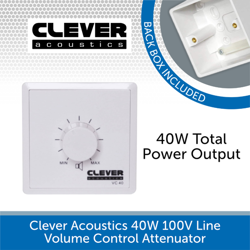Clever acoustics VC40 40W 100V Line Volume control attenuator