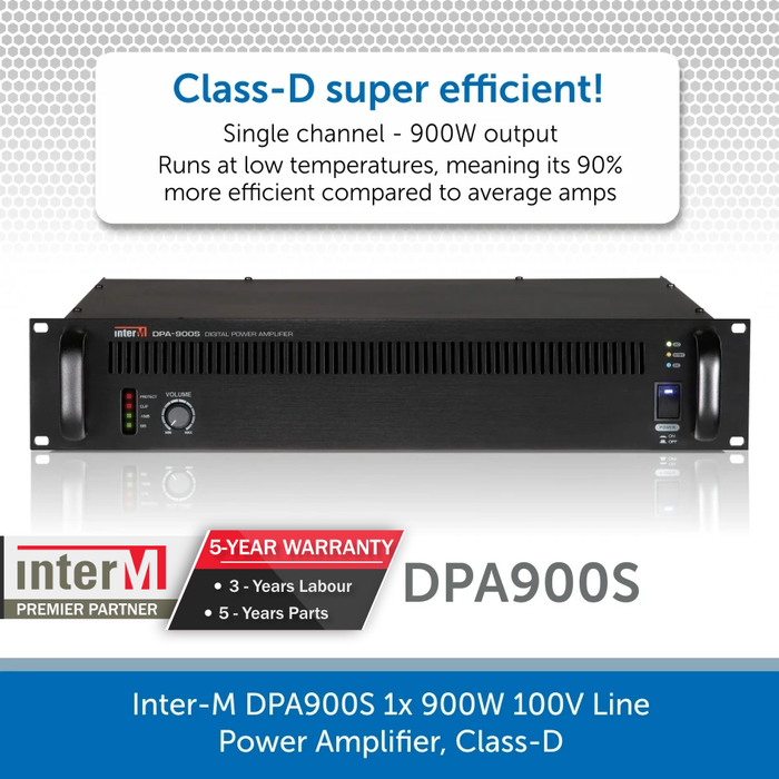 Inter-M DPA900S 1x 900W 100V Line Power Amplifier, Class-D