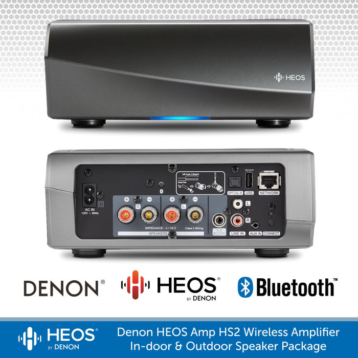 Denon HEOS Amp HS2 Wireless Amplifier with In-door & Outdoor Speaker Package
