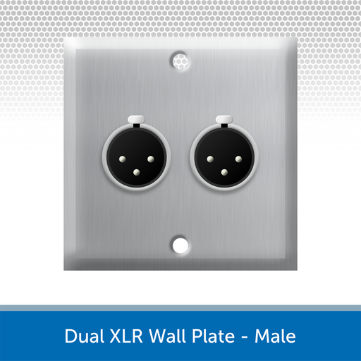 Dual XLR Wall Plate, 1 Gang, Brushed Steel - Male