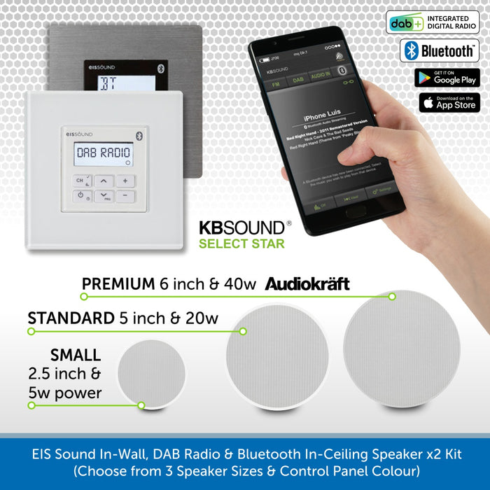 EIS Sound, Mando Premium | In-Wall Bluetooth, DAB Radio In-Ceiling Speaker Kit
