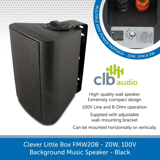 CLB Audio FMW20B - 20W, 100V Background Music Speaker - Black