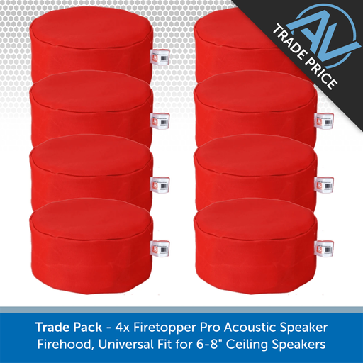 Trade Pack - 8x Firetopper Pro Acoustic Speaker Firehoods, Universal Fit for 6-8" Ceiling Speakers