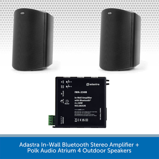 Adastra In-Wall Bluetooth Stereo Amplifier + 2x Polk Audio Atrium 4 Outdoor Speakers