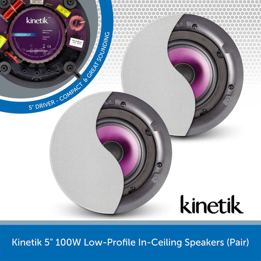 Kinetik 5" 100W Low-Profile In-Ceiling Speakers (Pair)