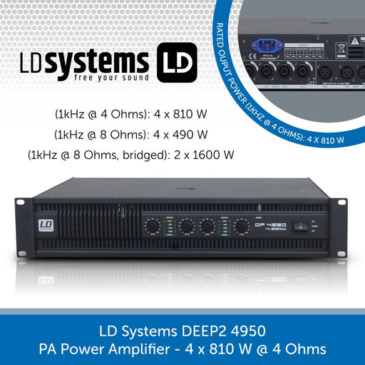 LD Systems DEEP2 4950 PA Power Amplifier 4 x 810 W 4 Ohms