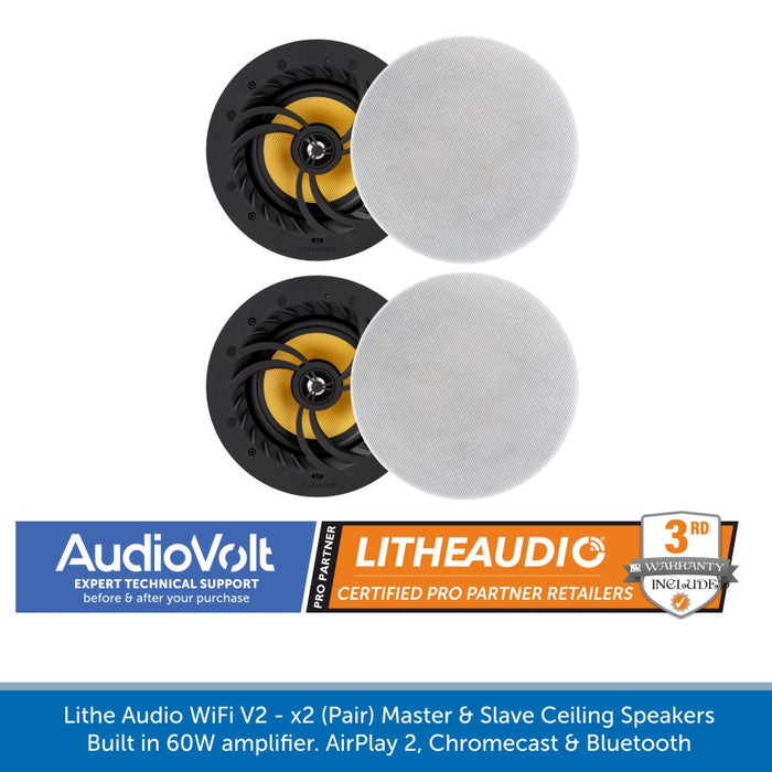 Lithe Audio WiFi V2 Ceiling Speakers Pair Master and Slave