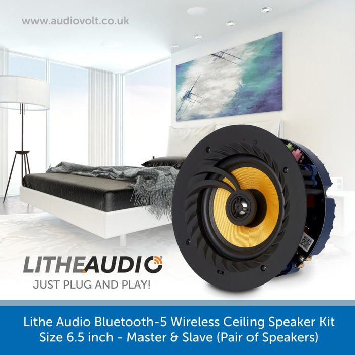 Lithe Audio Bluetooth-5, Wireless Ceiling Speaker Kit 6.5 inch - Master & Slave