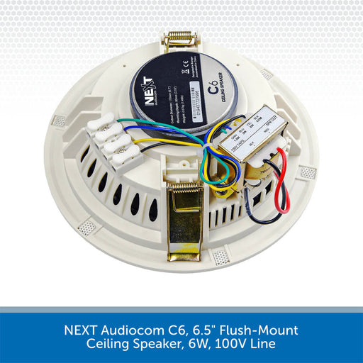 NEXT Audiocom C6, 6.5" Flush-Mount Ceiling Speaker, 6W, 100V Line