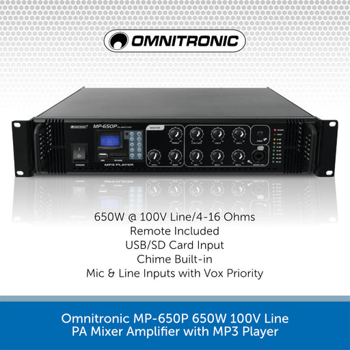 Omnitronic PAP-650 Etapa de Potencia Profesional - Amplificador - Sonido -  Audio