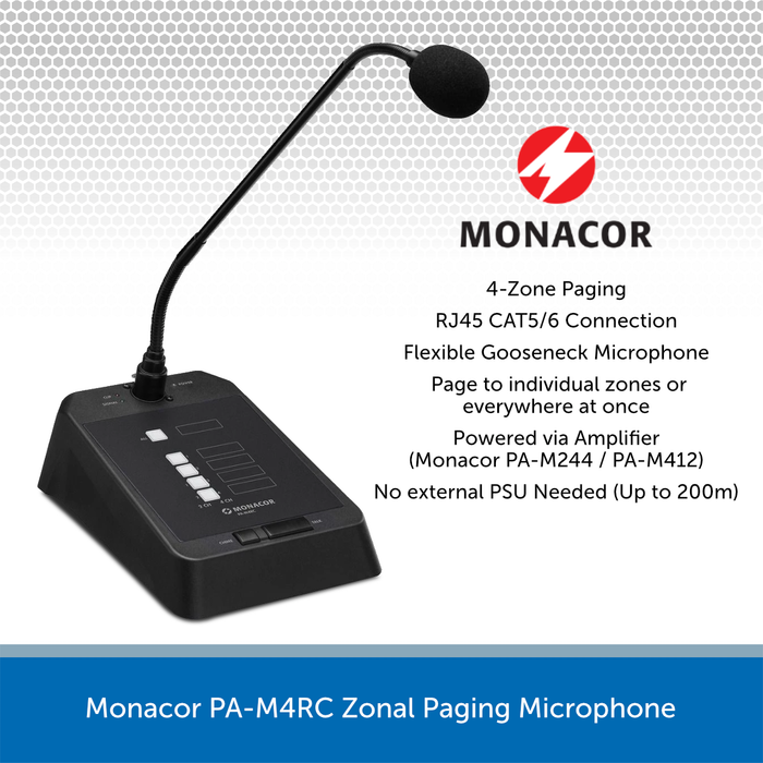 Monacor PA-M4RC Zonal Paging Microphone