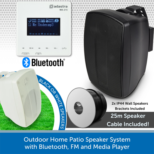 Outdoor Home Patio Speaker System with Bluetooth, FM and Media Player