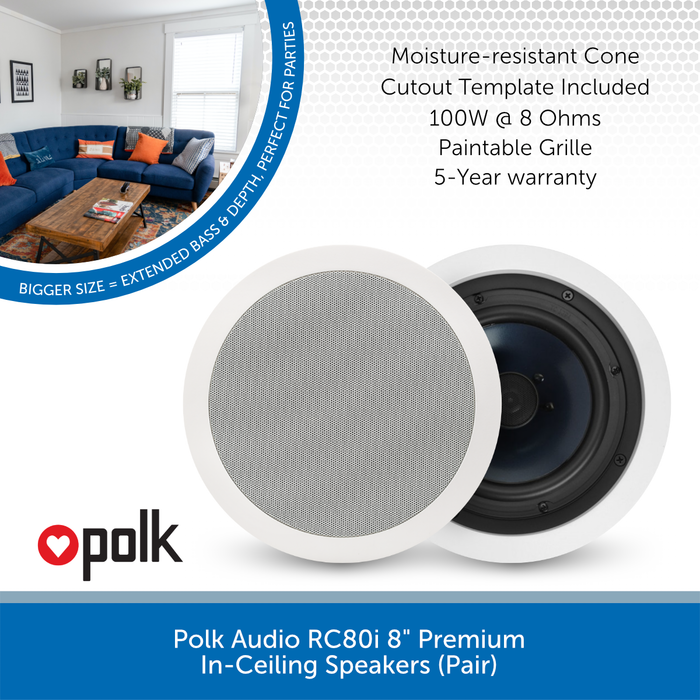 Polk Audio RC80i Ceiling Speakers & Sony STR-DH190 Bluetooth Stereo Amplifier