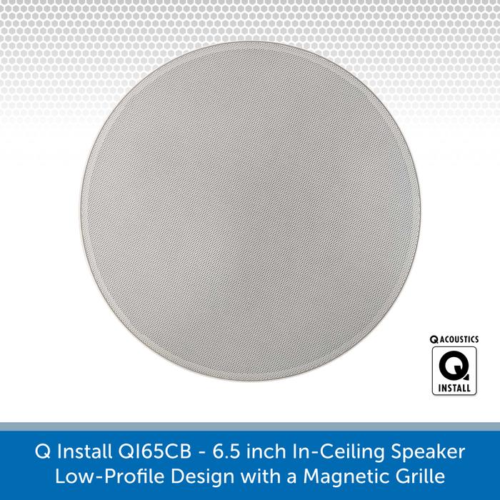 Q Install QI65CB - 6.5 inch In-Ceiling Speaker (8 ohms - 50W rms) Low-Profile with a Magnetic Grille