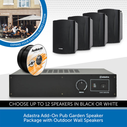 Adastra Add-On Pub Garden Speaker Package with Outdoor Wall Speakers