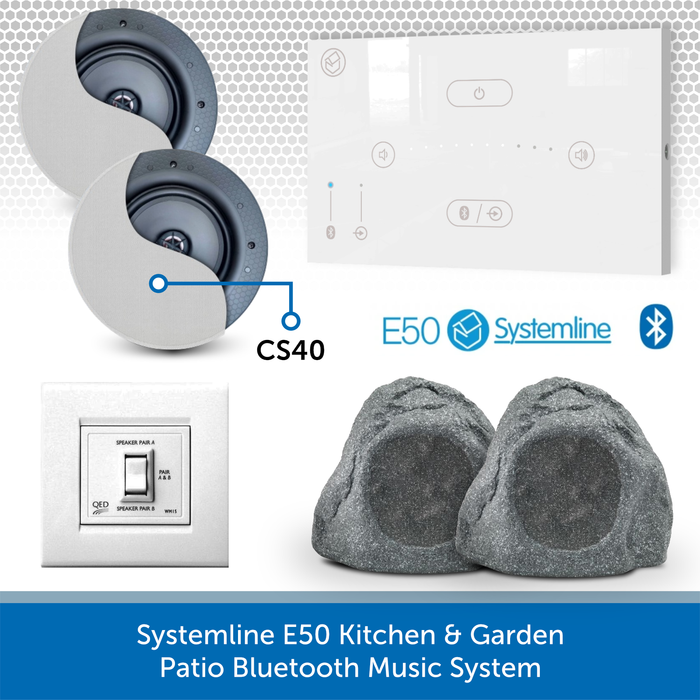 Systemline E50 Kitchen & Garden Patio Bluetooth Music System WHITE CS40