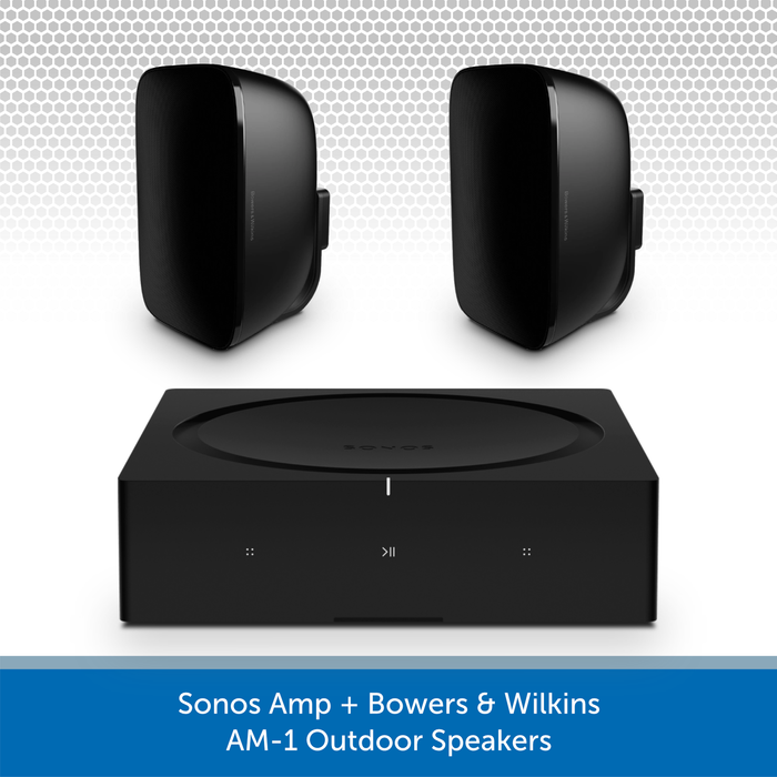 Sonos Amp + Bowers & Wilkins AM-1 Outdoor Speakers 2x Black