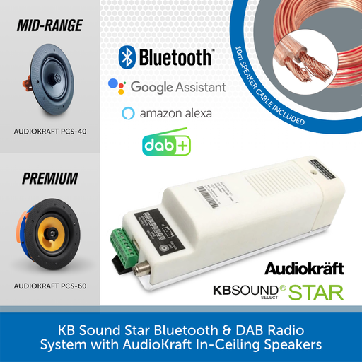 KB Sound Star Bluetooth & DAB Radio System with AudioKraft In-Ceiling Speakers