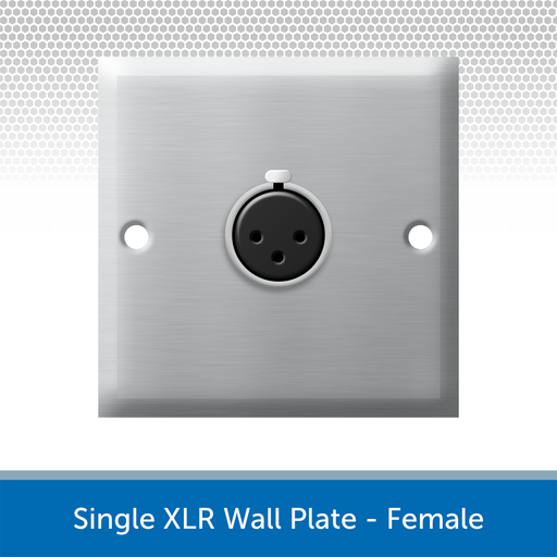 Single XLR Wall Plate, 1 Gang, Brushed Steel - Female