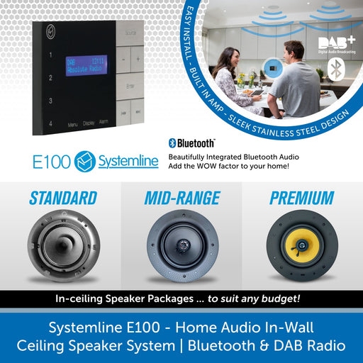 Systemline E100 - Home Audio In-Wall Ceiling Speaker System | Bluetooth & DAB Radio