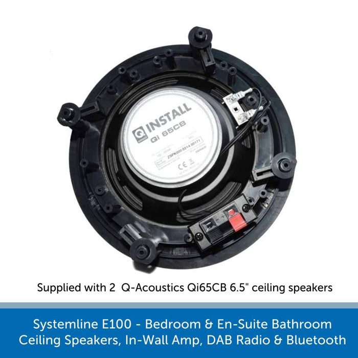 Systemline E100 - Bedroom & En-Suite Bathroom Ceiling Speakers, In-Wall Amp, DAB Radio & Bluetooth