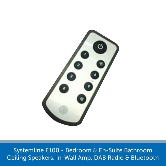 Systemline E100 - Bedroom & En-Suite Bathroom Ceiling Speakers, In-Wall Amp, DAB Radio & Bluetooth