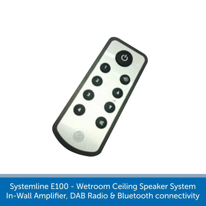 Systemline E100 - Wetroom Ceiling Speaker System, In-Wall Amplifier, DAB Radio & Bluetooth connectivity