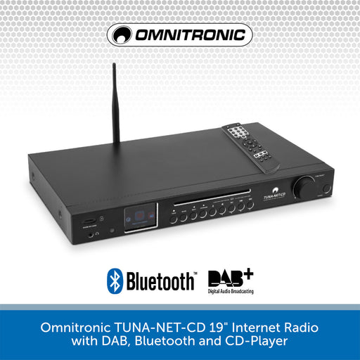 Omnitronic TUNA-NET-CD 19" Internet Radio with DAB, Bluetooth and CD-Player