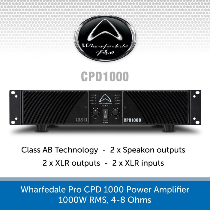 Wharfedale Pro CPD 1000 Power Amplifier, 1000W RMS, 4-8 Ohms