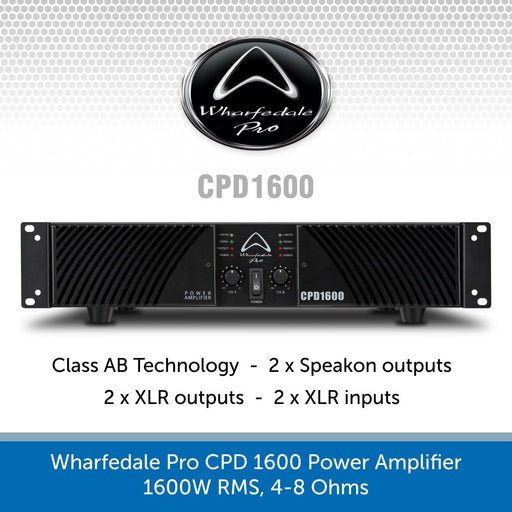Wharfedale Pro CPD 1600 Power Amplifier, 1600W RMS, 4-8 Ohms