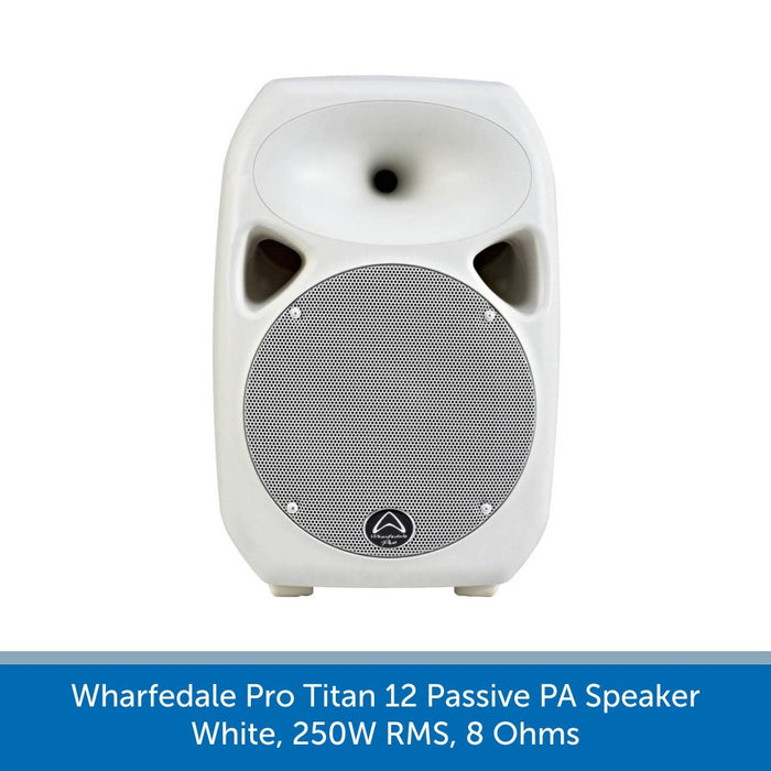 Front of a Wharfedale Pro Titan 12 Passive PA Speaker, White, 250W RMS, 8 Ohms