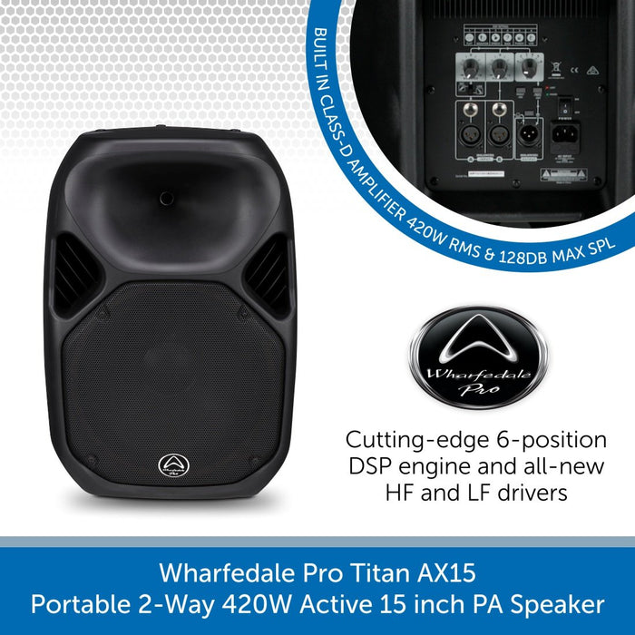 Wharfedale Pro Titan AX15 - Portable 2-Way 420W Active 15 inch PA Speaker