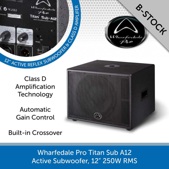 Wharfedale Pro Titan Sub A12 Active Subwoofer, 12 inch 250W RMS B-STOCK