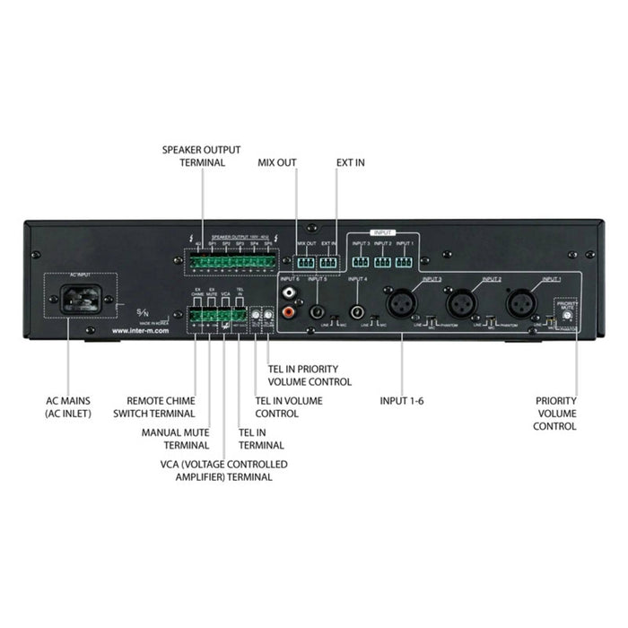 Inter-M PA480 480W 100V Mixer Amplifier with 5-Zone Selection