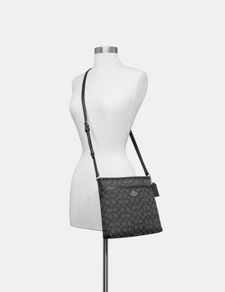 file crossbody in signature jacquard