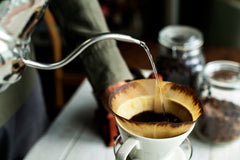 freshly ground coffee being served