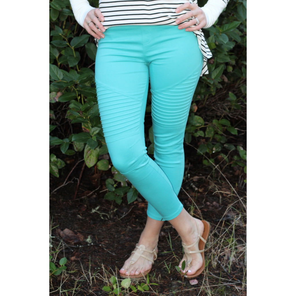 teal jeggings