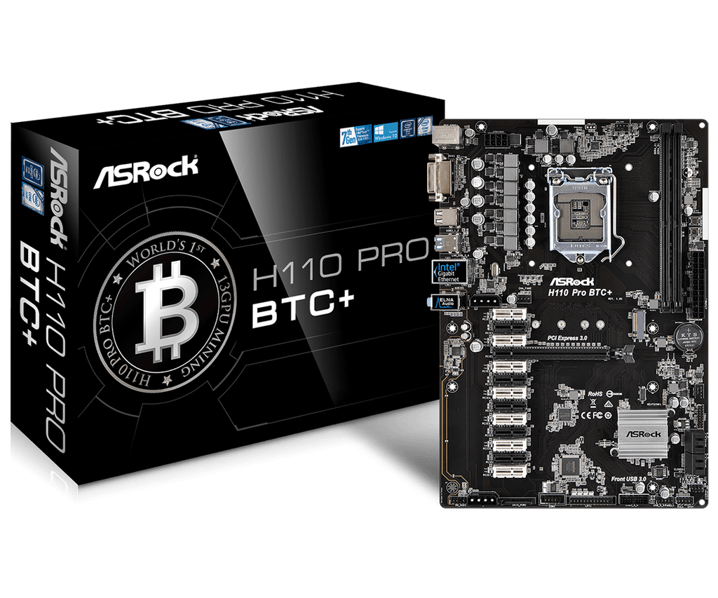 ASRock H110 PRO BTC+ 13 PCIe Motherboard – hashrate
