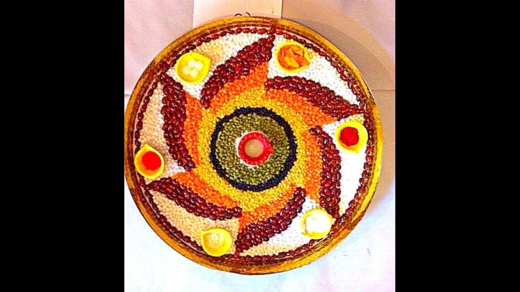 Rangoli With Rice, Pulses And Other Grains