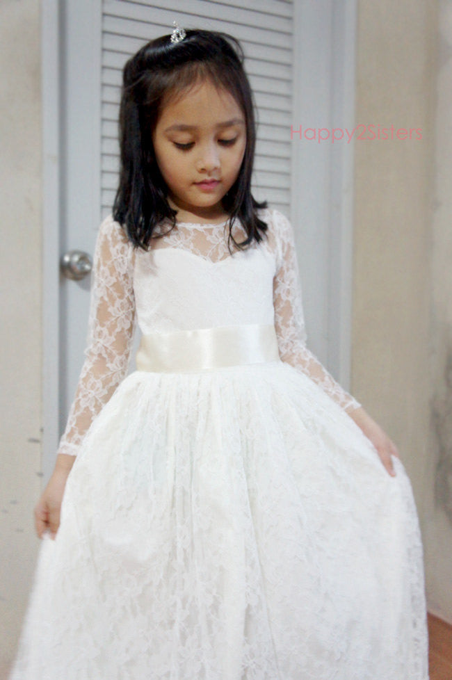 Ivory Flower Girl Dress Rustic Flower Girl Dress Beach Flower