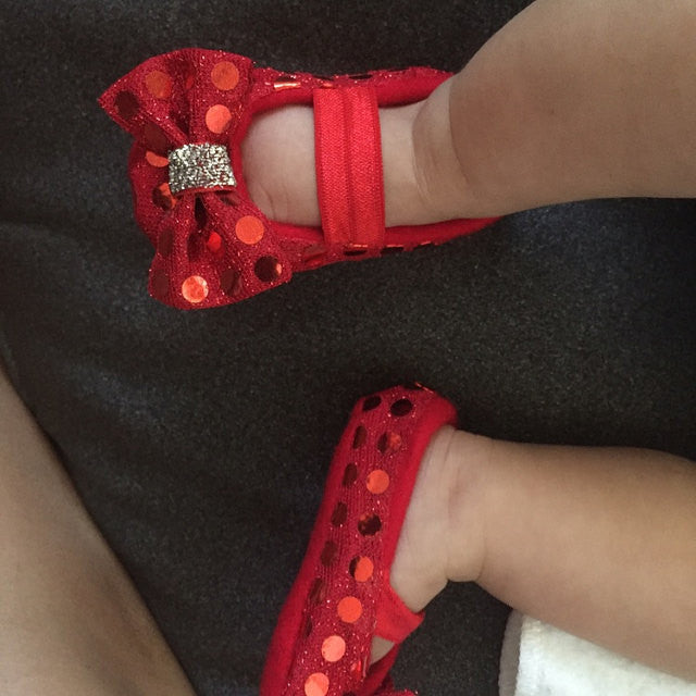 Red baby Girl Shoes, Baby soft sole 