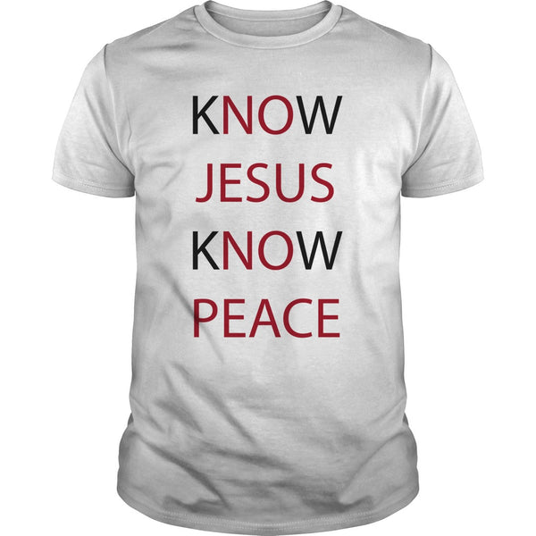 Know Jesus  T-Shirt Design with red typography