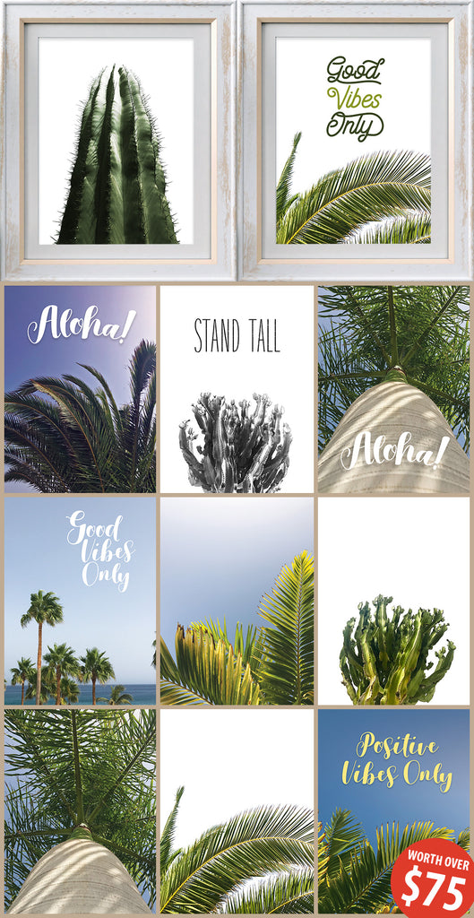 Palm tree fonds and cactus printables from Passion Fury