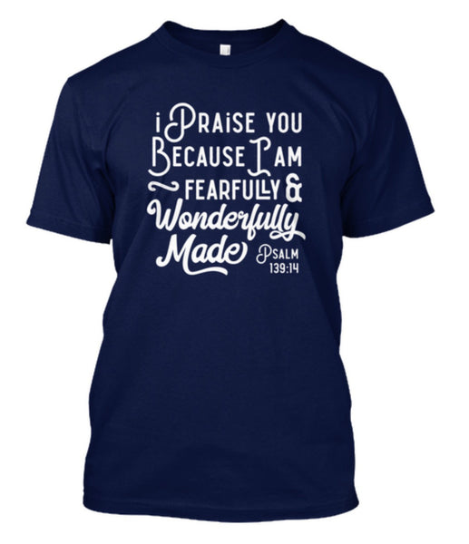 Psalm 139 Christian Tshirt Designs in four colors