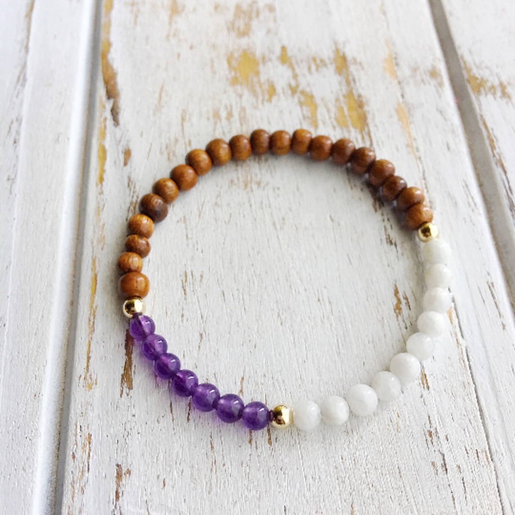 Healing the Soul Bracelet - Amethyst, Moonstone, Rosewood