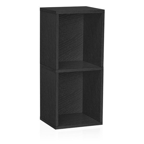 2 Shelf Narrow Bookcase In Black Formaldehyde Free Way Basics