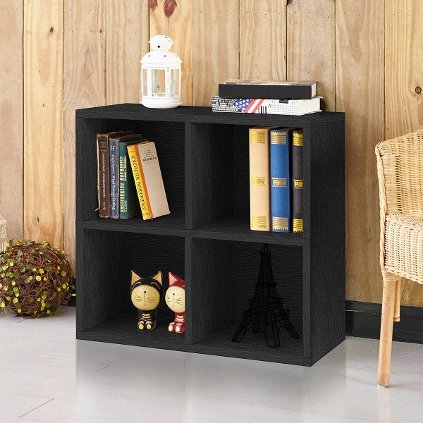 4 Cubby Storage Cube Black Eco Friendly Way Basics