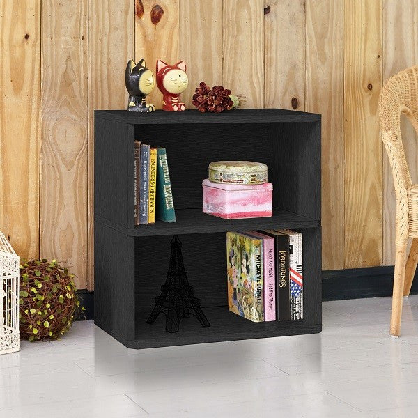 2 Shelf Black Bookcase Eco Friendly Way Basics