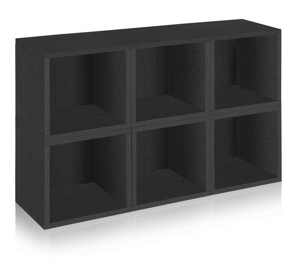 6 Stackable Storage Cubes Black And Modular Cube Bookcase Way Basics